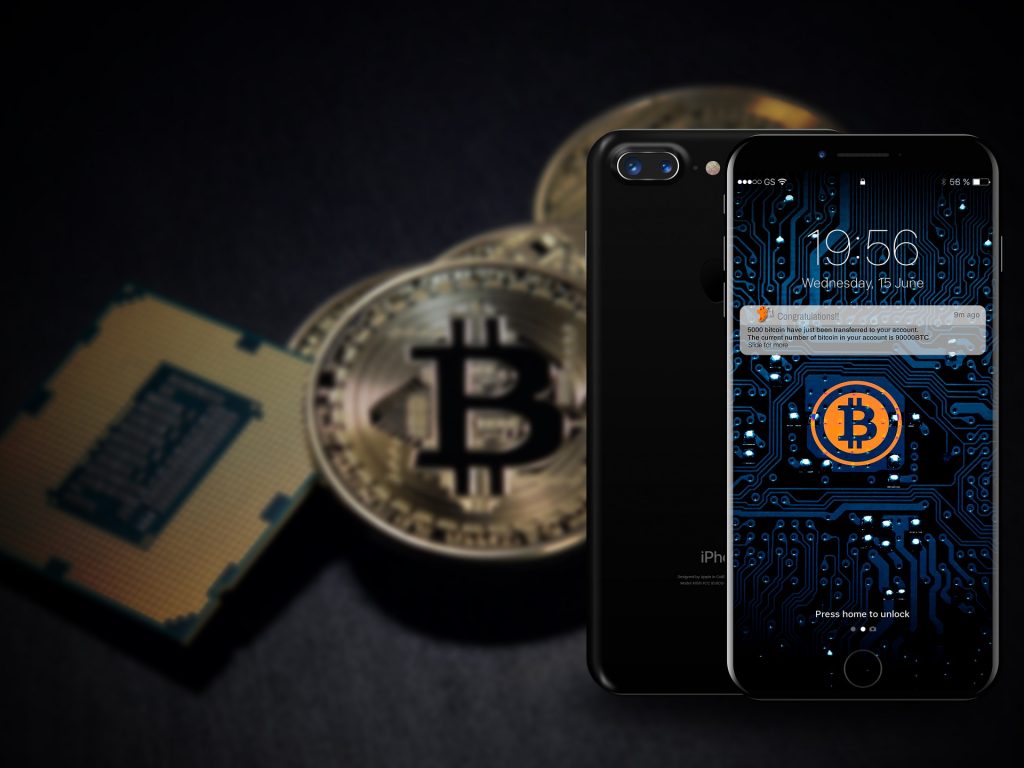 Bitcoin-wallet-phone-coins